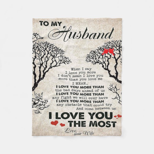 Love Quote For Husband | Cute Gift For Boyfriend Fleece Blanket (Front)