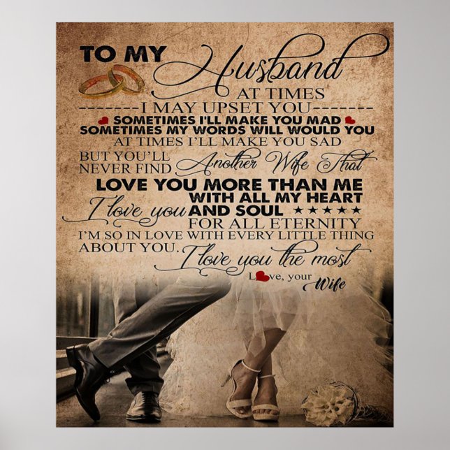 Love Quote For Husband | Funny Quotes Gift Poster (Front)