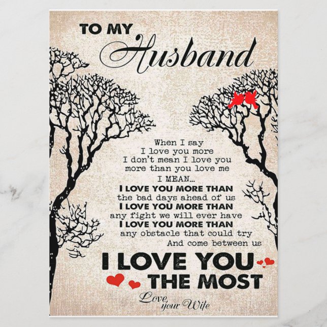 Love Quote For Husband Gift Idea, Husband Birthday Menu (Front)