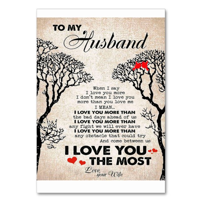 Love Quote For Husband Gift Idea, Husband Birthday Table Number (Front)