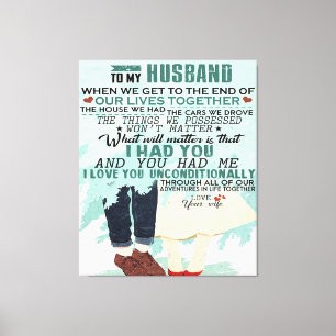 Love Quote For Husband Lovely Gift Canvas Print