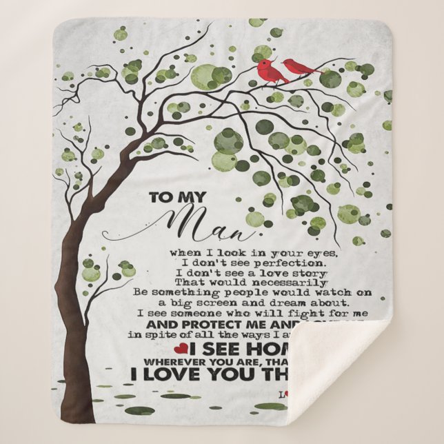 Love Quote For Husband | To My Man Gift Sherpa Blanket (Front)