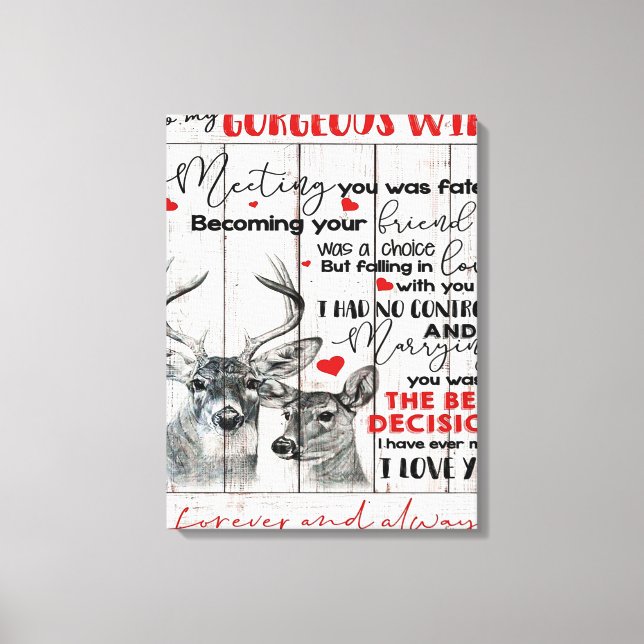 Love Quote For Wife Birthday, Wife Couple Wedding Canvas Print (Front)
