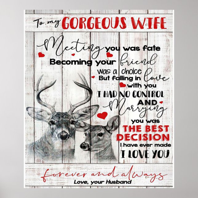 Love Quote For Wife Birthday, Wife Couple Wedding Poster (Front)