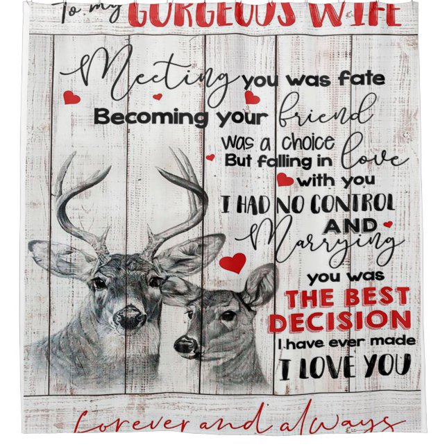 Love Quote For Wife Birthday, Wife Couple Wedding Shower Curtain (Front)