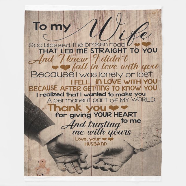 Love Quote For Wife | Cute Family Gift Fleece Blanket (Front)