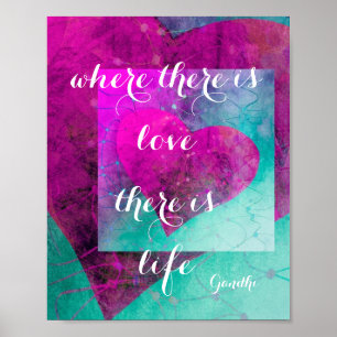 love quote Gandhi poster with hearts