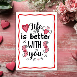 Love Quote Hand Drawn Valentine Card Red Black 
