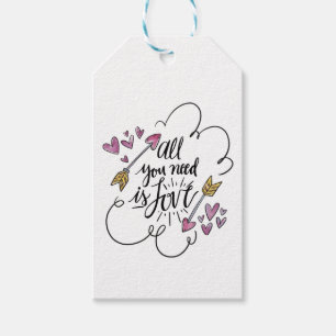 Love Quote Hearts Arrows Purple Wedding Engagement Gift Tags