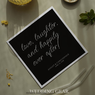 Love Quote Minimal Typographic Black Cocktail Napkin