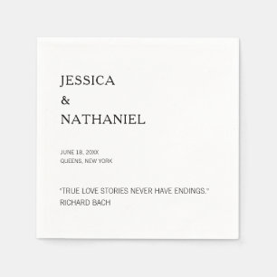 Love Quote Modern Black and White Wedding Napkin