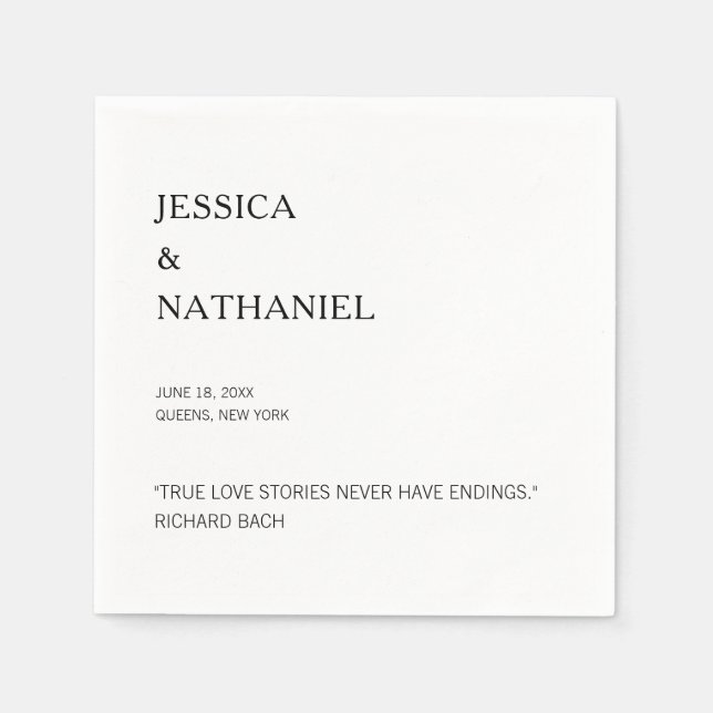 Love Quote Modern Black and White Wedding Napkin (Front)