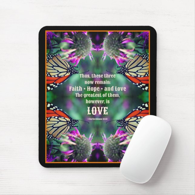 Love Quote Monarch Butterfly Inspirational Mouse Mat (With Mouse)