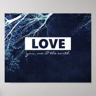 love quote nature art poster in blue