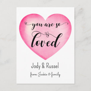 Love Quote Pink Heart Couple Anniversary Postcard