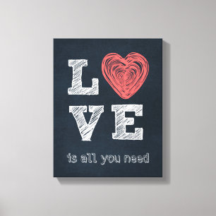Love Quote Typography Canvas Print