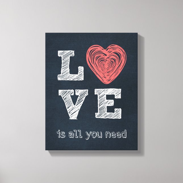 Love Quote Typography Canvas Print (Front)