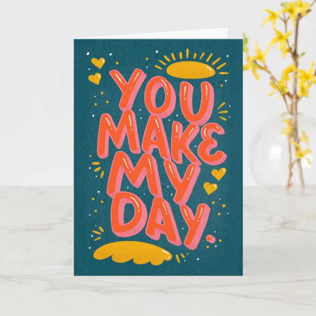 Love Quote Valentines Typography blue card (Yellow Flower)