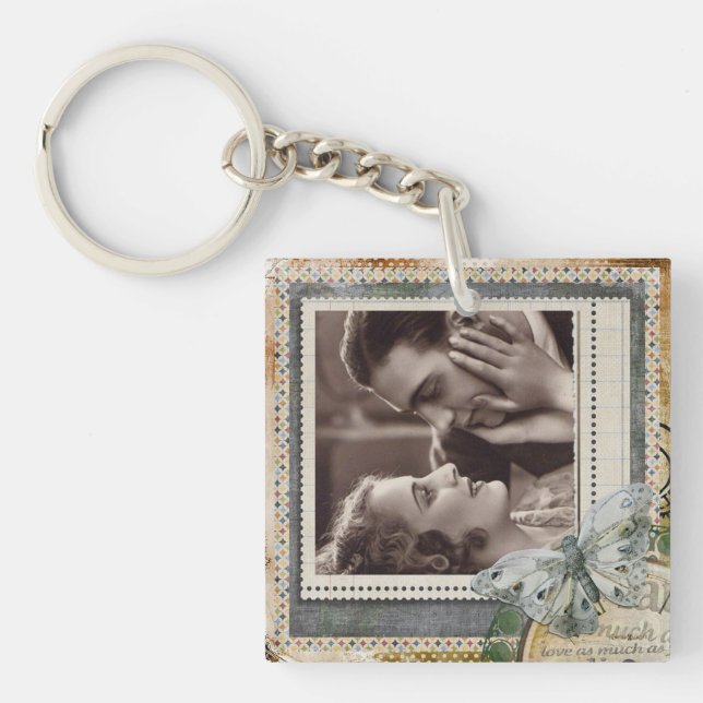 Love Quote  Vintage Couple KeyChain (Front)
