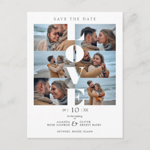 Love Quote White Trendy Collage Wedding 6 Photos Postcard