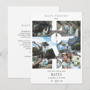 Love Quote White Trendy Collage Wedding 6 Photos Thank You Card