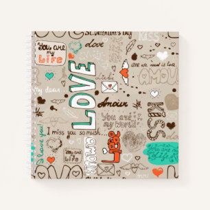 Love Quotes Doodle Pattern Notebook