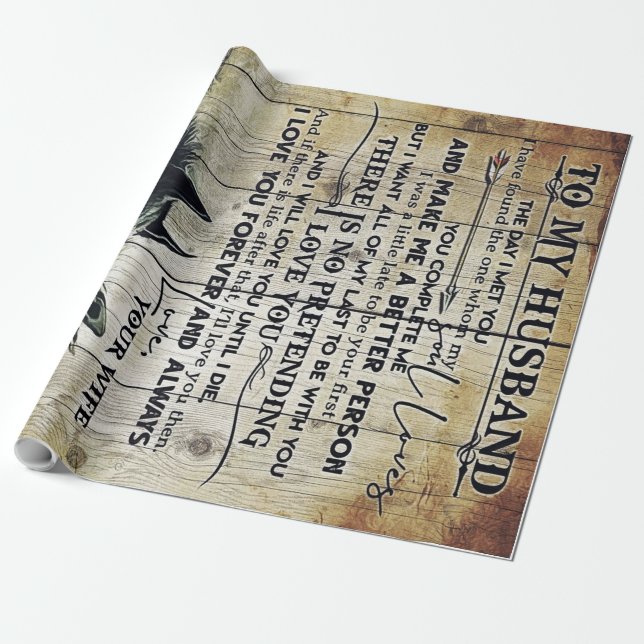 Love Quotes Gift | To My Husband Present |  Wrapping Paper (Unrolled)