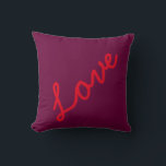 Love Quotes Purple Background Theme Beach Wedding Cushion<br><div class="desc">Printed with text "love" in purple background. Feel free to customise and change the text or choose a different colour for the pillow,  or even add your own images or names!</div>