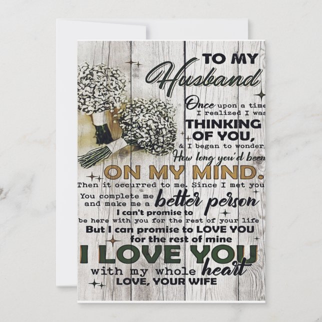 Love Quotes To My Husband, Trendy Gift Holiday Card (Front)