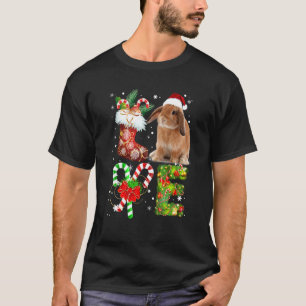 Love Rabbit Christmas Light Funny Animal Lover T-Shirt