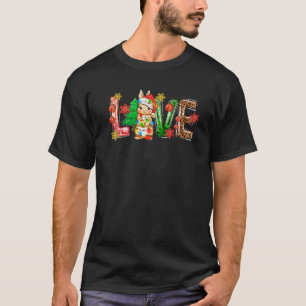 Love Rabbit Santa Hat Christmas Xmas Tree Lights P T-Shirt