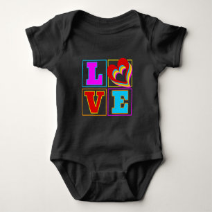 LOVE RAINBOW COLORFUL HEARTS  BABY BODYSUIT