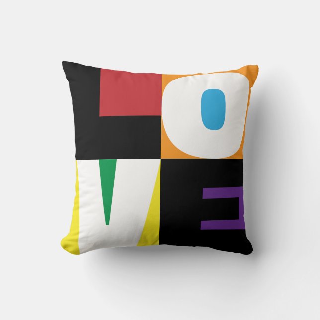 Love Rainbow Colours Clean-Cut Letter Art Design Cushion (Front)