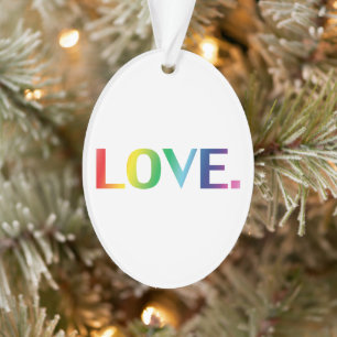 Love rainbow colours gay pride lgbtq Christmas Ornament