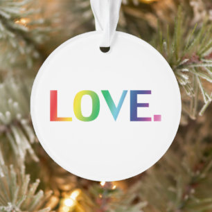 Love rainbow colours gay pride lgbtq Christmas Ornament