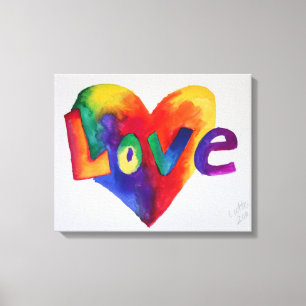 Love Rainbow Heart Art Painting Canvas Print