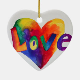Love Rainbow Heart Art Painting Ornament
