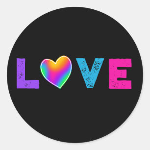 Love Rainbow Heart Classic Round Sticker