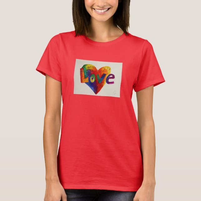 Love Rainbow Heart Glitter Art Word TShirts (Front)