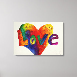 Love Rainbow Heart Glitter Painting Canvas Print