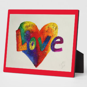 Love Rainbow Heart Glitter Painting Poem Plaque