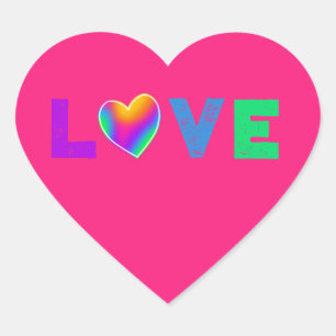 Love Rainbow Heart Heart-Shaped Labels