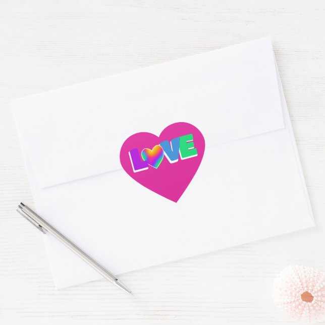 Love Rainbow Heart Heart-Shaped Stickers (Envelope)