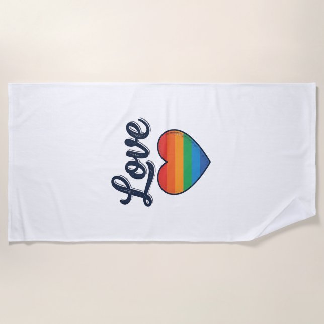 Love Rainbow Heart Pride Vector Shirt Design_1 Beach Towel (Front)