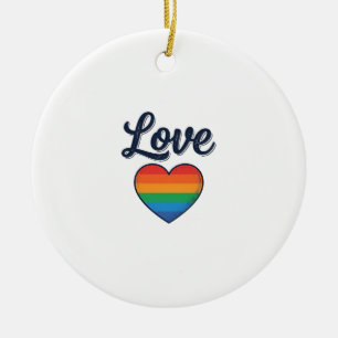 Love Rainbow Heart Pride Vector Shirt Design_1 Ceramic Tree Decoration