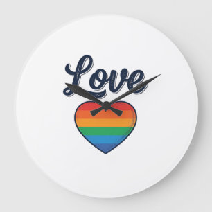 Love Rainbow Heart Pride Vector Shirt Design_1 Large Clock