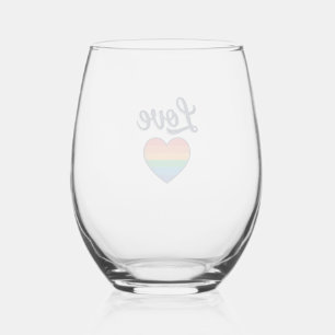 Love Rainbow Heart Pride Vector Shirt Design_1 Stemless Wine Glass