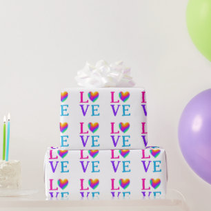 LOVE Rainbow Heart Wrapping Paper