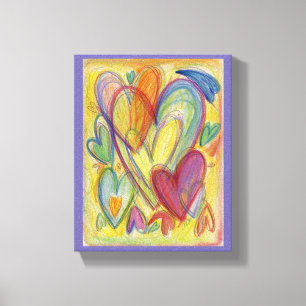 Love Rainbow Hearts Painting Canvas Art Print