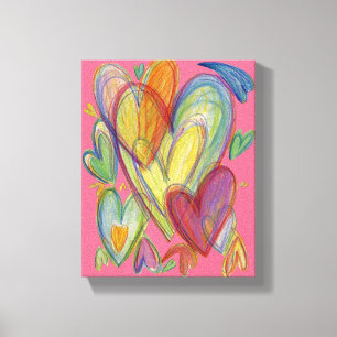 Love Rainbow Hearts Painting Canvas Art Print